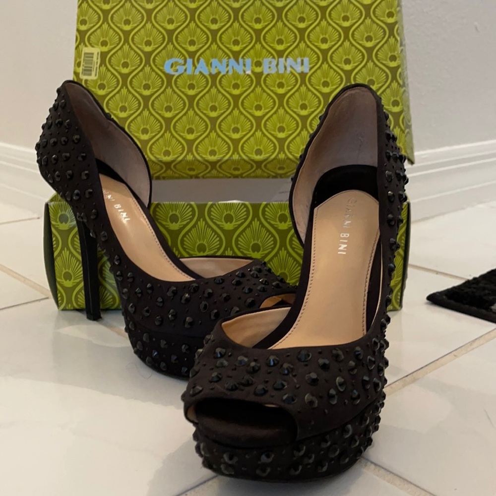 Giannni Bini Black Rhinestone Heels size 9.5